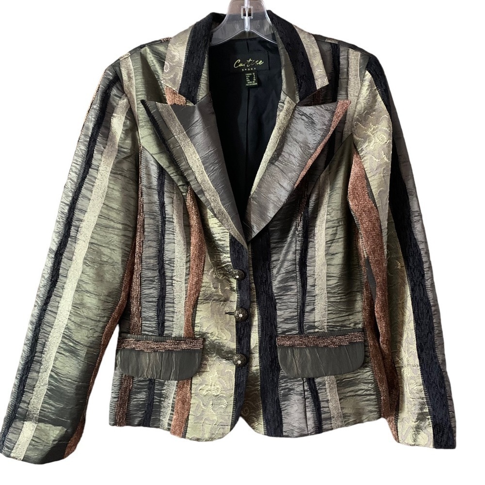 Cartise Mixed Fabric Metallic Blazer